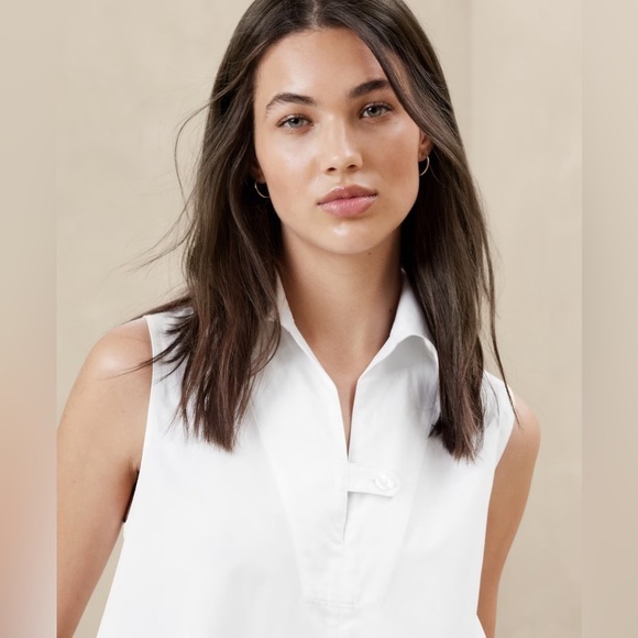 NWT! Banana Republic White POPLIN MINI DRESS - Picture 3 of 7